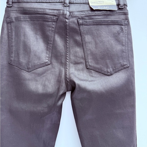 DL 1961 Florence Skinny Mid Rise Instasculpt Black Coated Stripe Size 27 - Picture 12 of 16